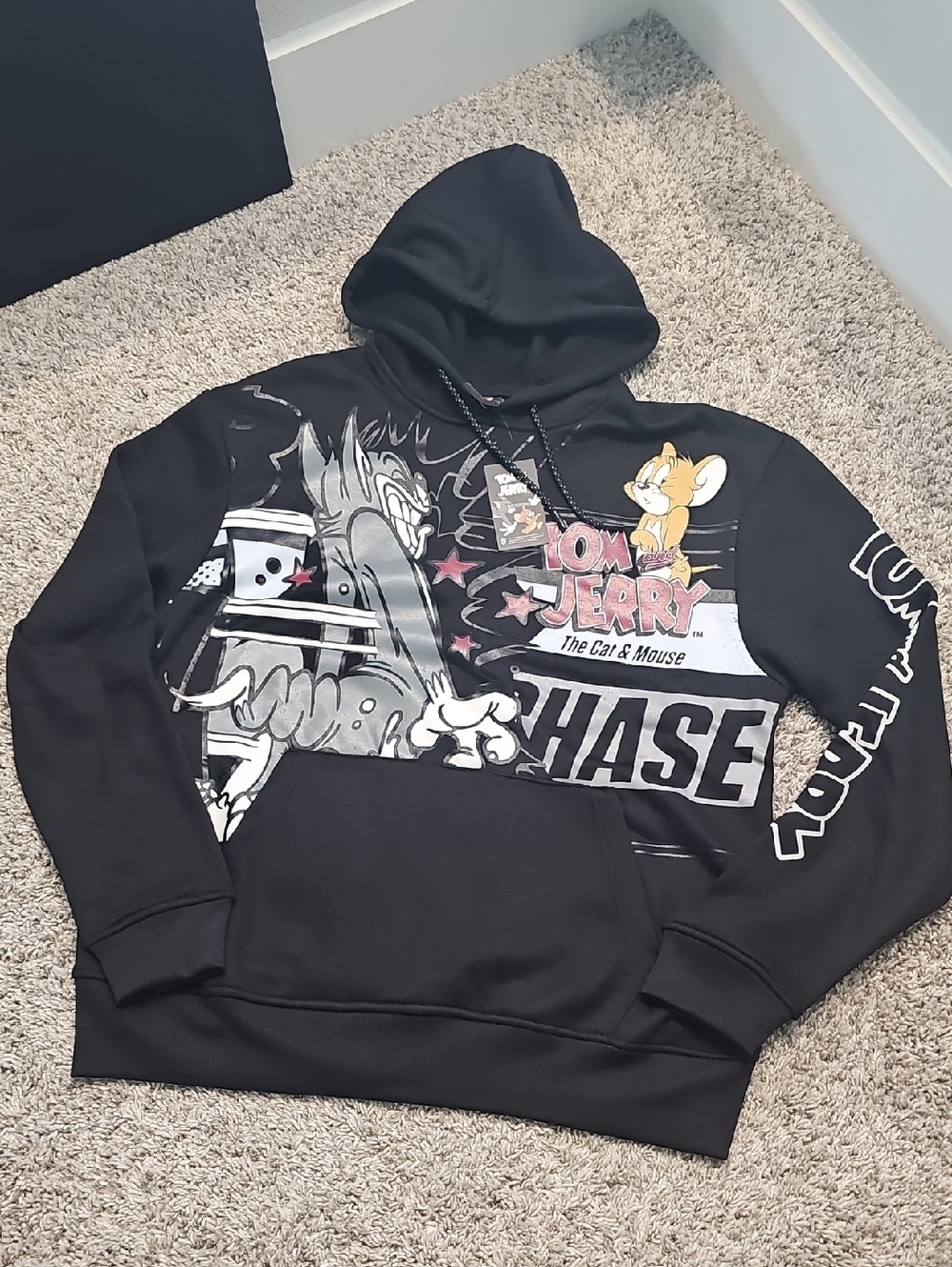 Tom & Jerry Black Graphic Hoodie